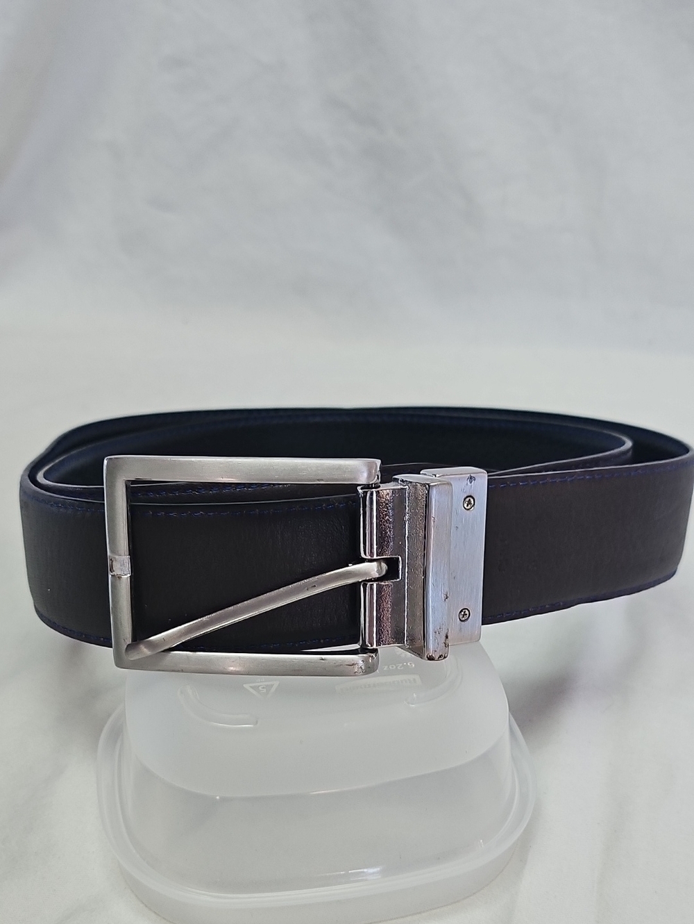 Edgara Genuine Leather 36" Dark Drown Leather Belt with Silver Buckle